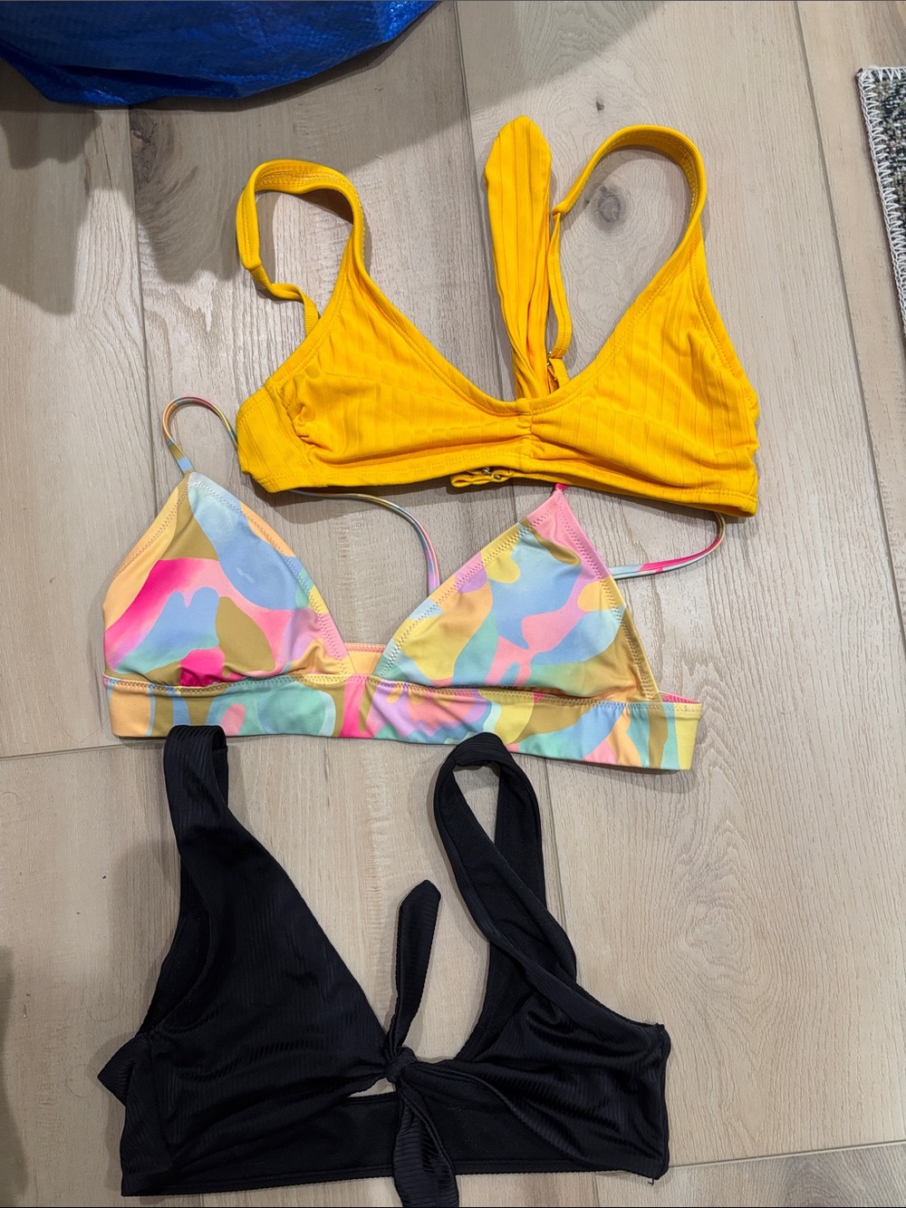 Yellow Ribbed Triangle Swim Top - Women Swim